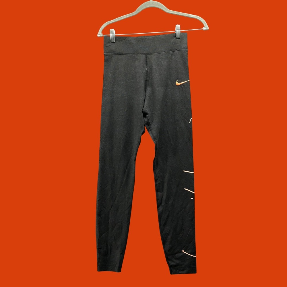 Nike Nike Sportswear Multi-Swoosh Graphic Leggings Black Orange Womens Small